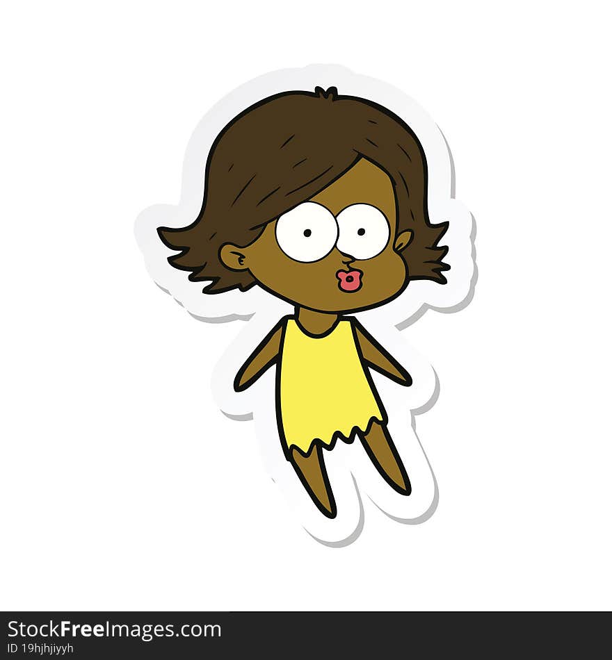 sticker of a cartoon girl pouting