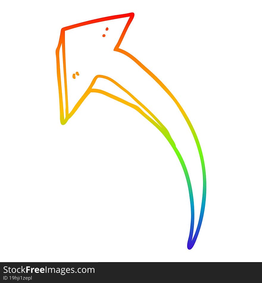 rainbow gradient line drawing cartoon arrow