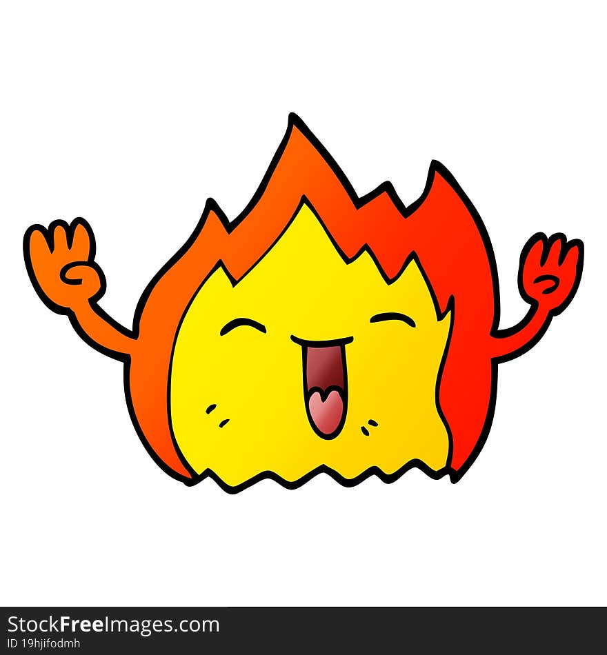 cartoon doodle happy red flame