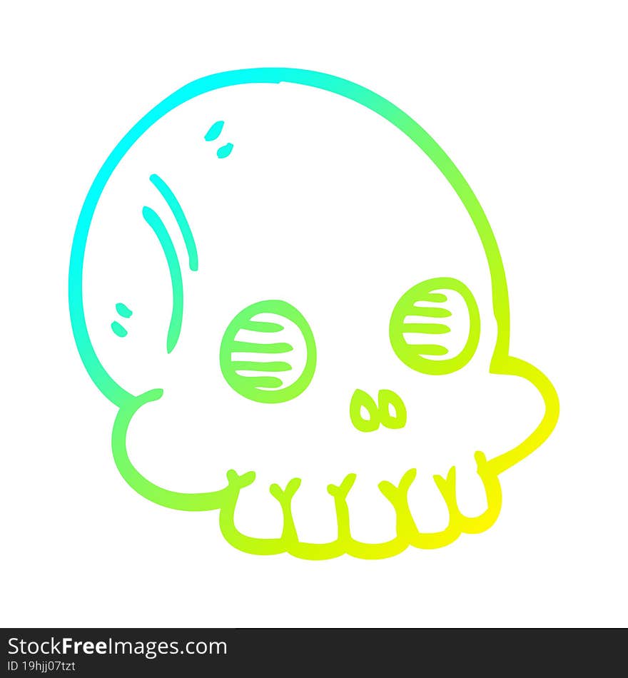 cold gradient line drawing cartoon halloween skull