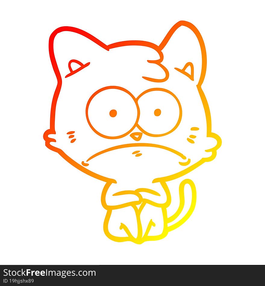 warm gradient line drawing cartoon nervous cat