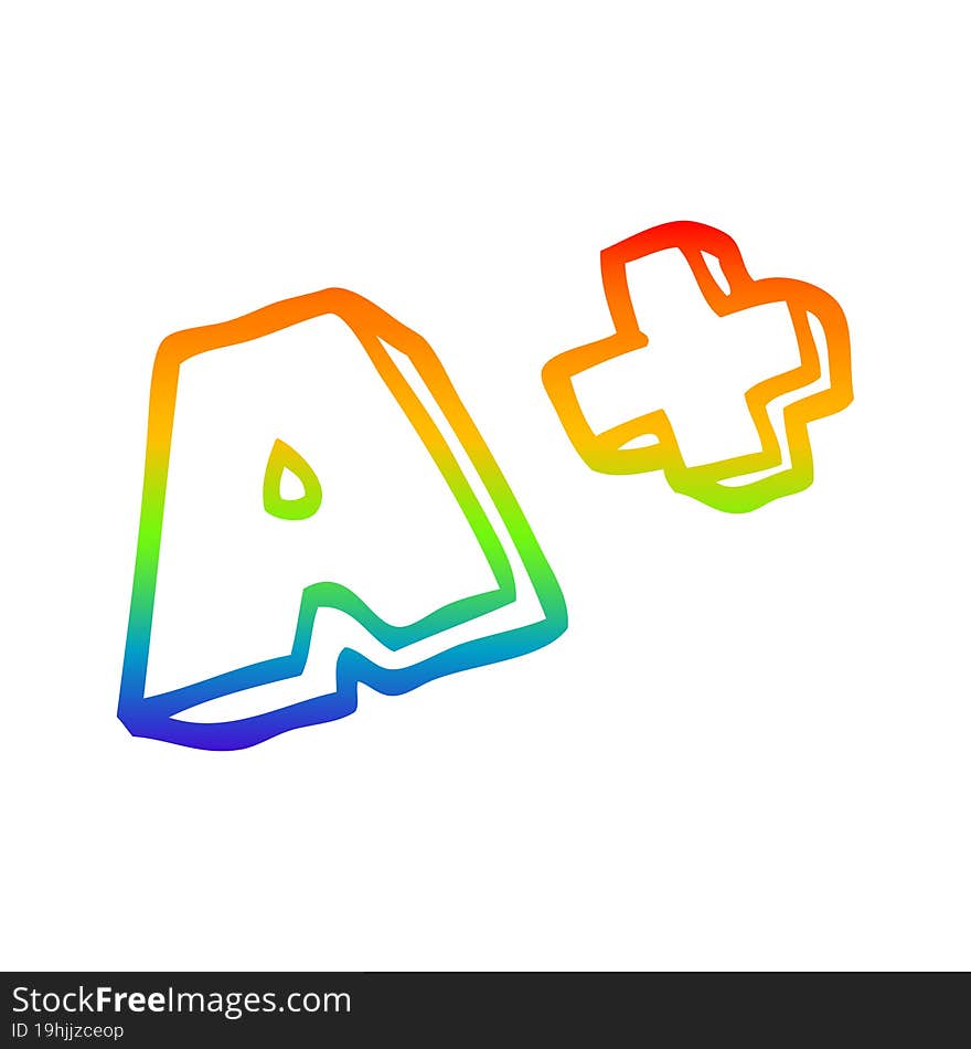 rainbow gradient line drawing cartoon letter grades