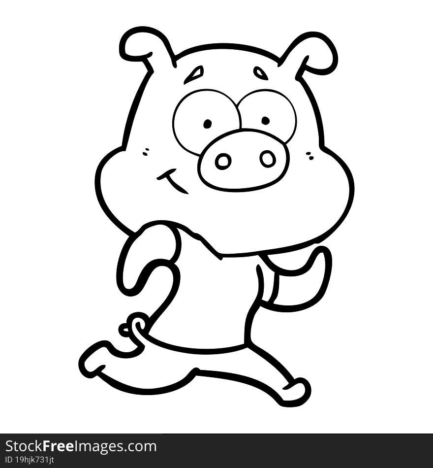 happy cartoon pig running. happy cartoon pig running