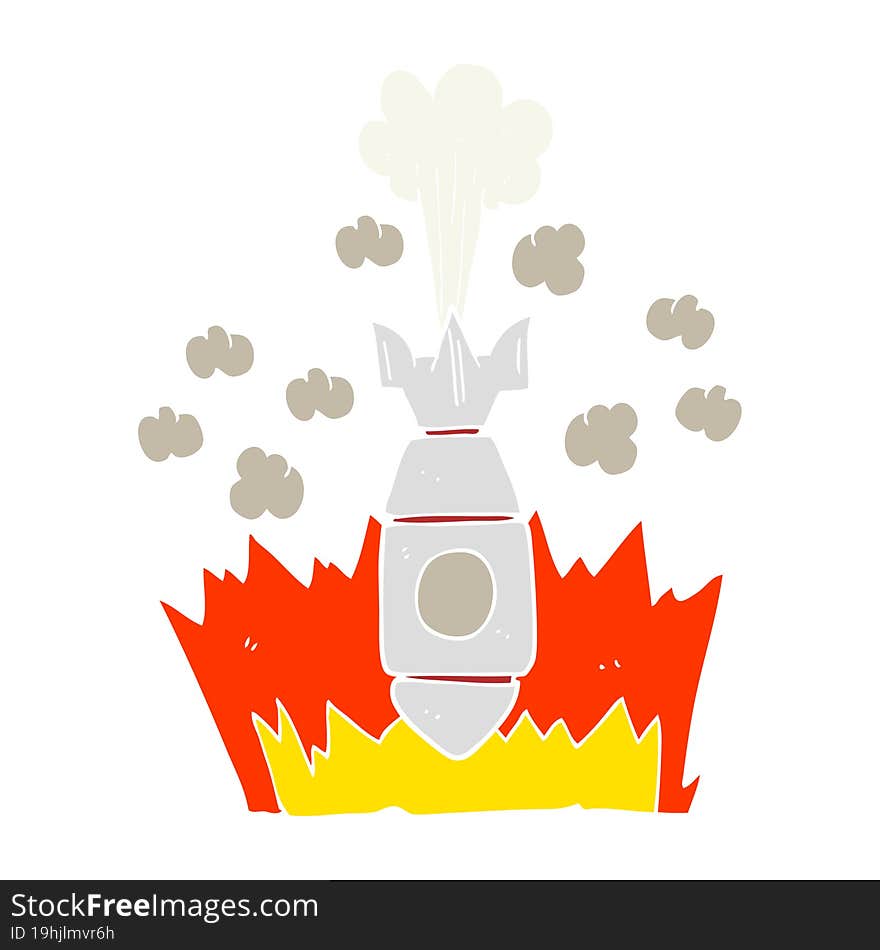 flat color illustration of a cartoon falling bomb