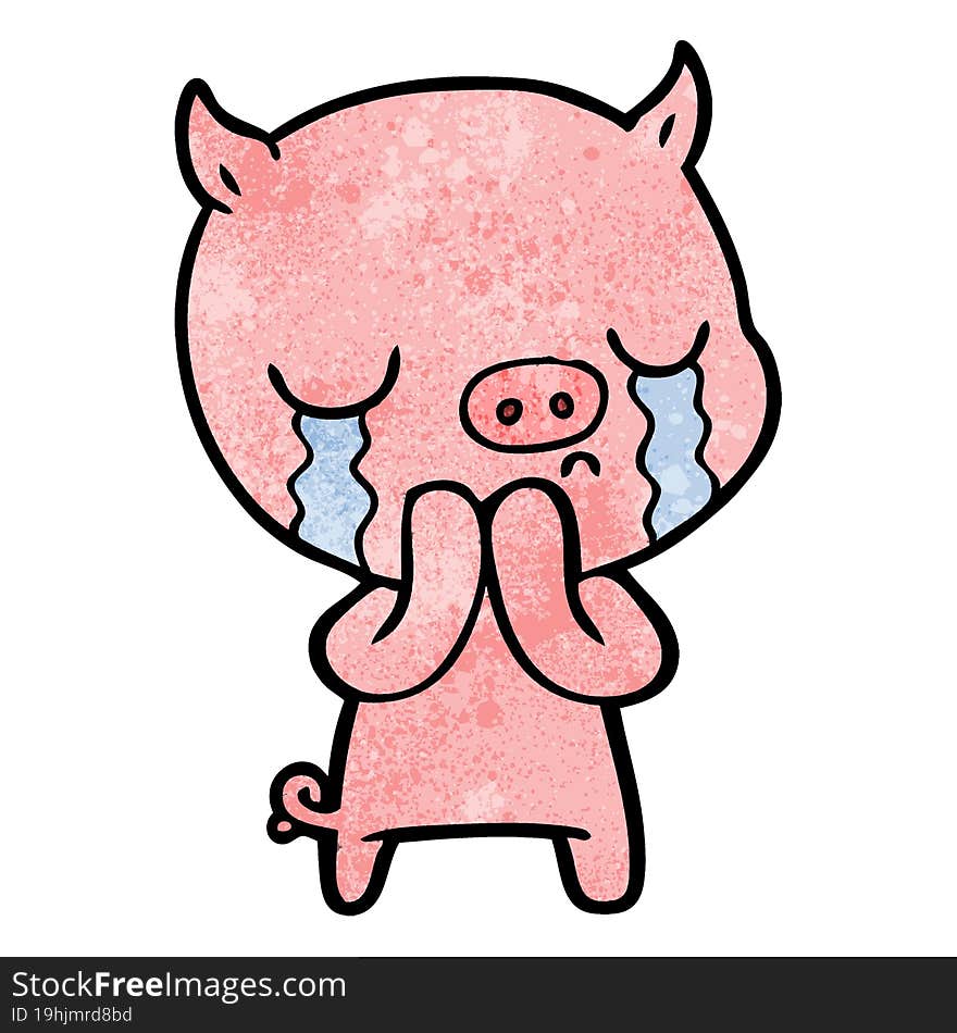 cartoon pig crying. cartoon pig crying