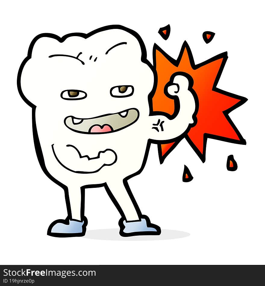 Cartoon Strong Healthy Tooth