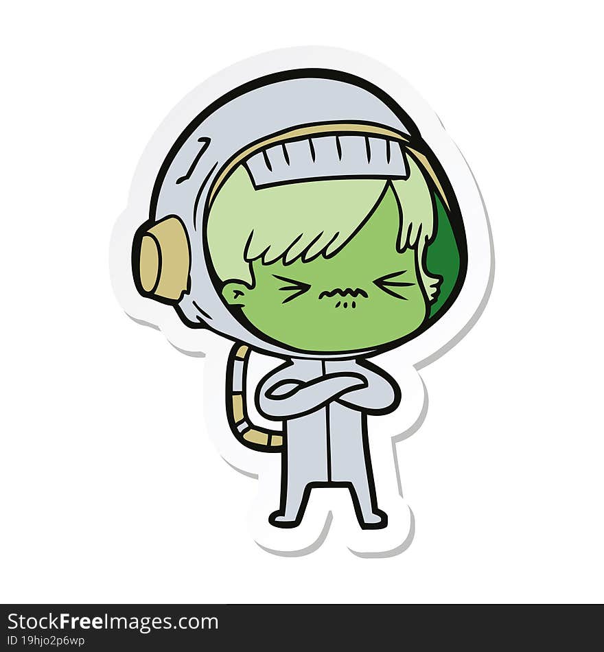 sticker of a angry cartoon space girl