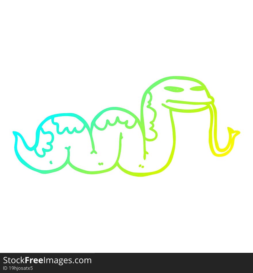 cold gradient line drawing cartoon slithering snake