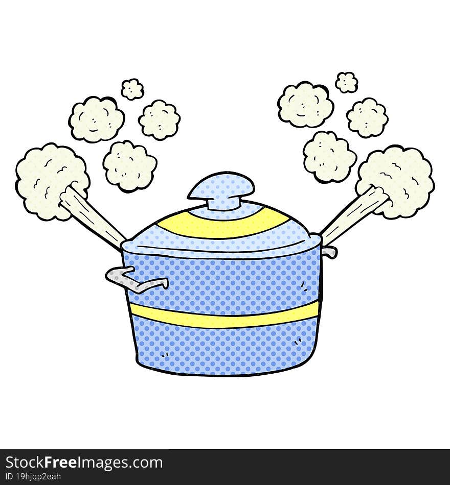 freehand drawn cartoon steaming cooking pot