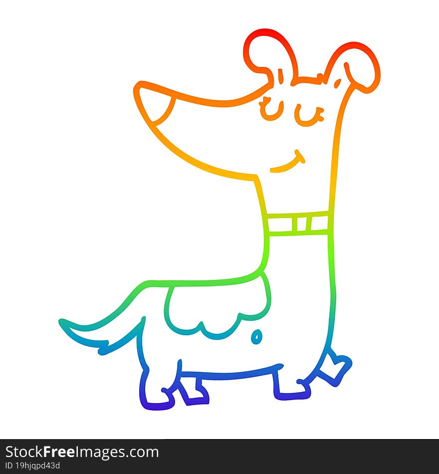 Rainbow Gradient Line Drawing Cartoon Dog