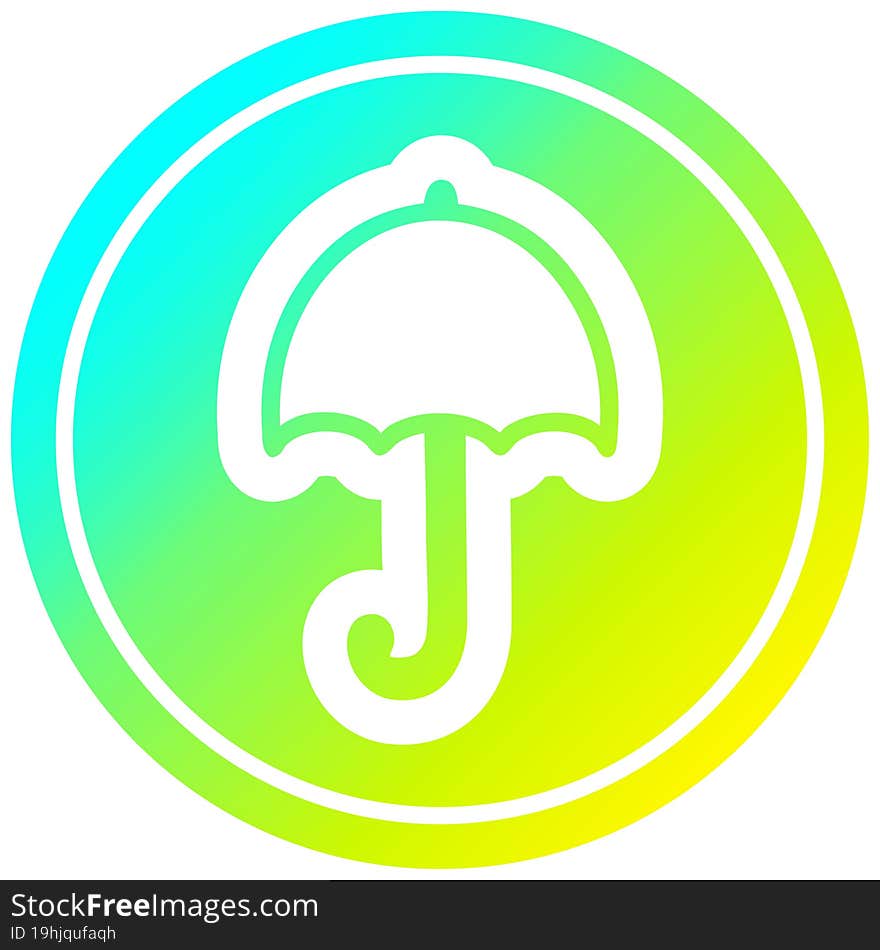 open umbrella icon with cool gradient finish. open umbrella icon with cool gradient finish