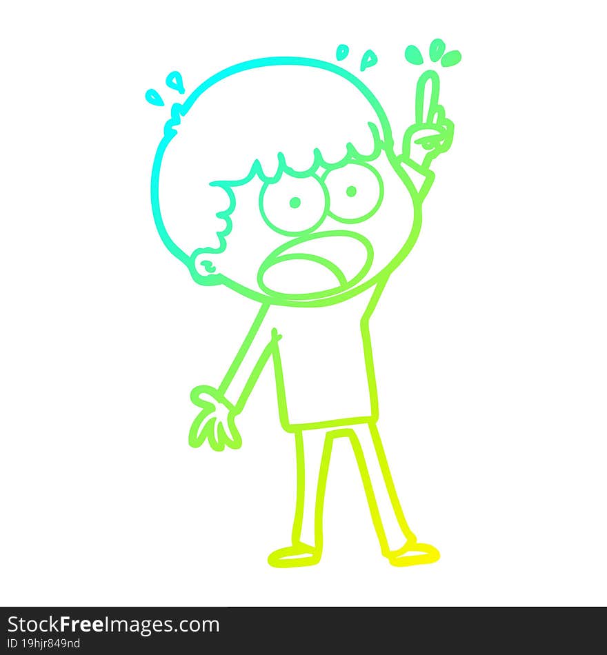 cold gradient line drawing cartoon shocked man