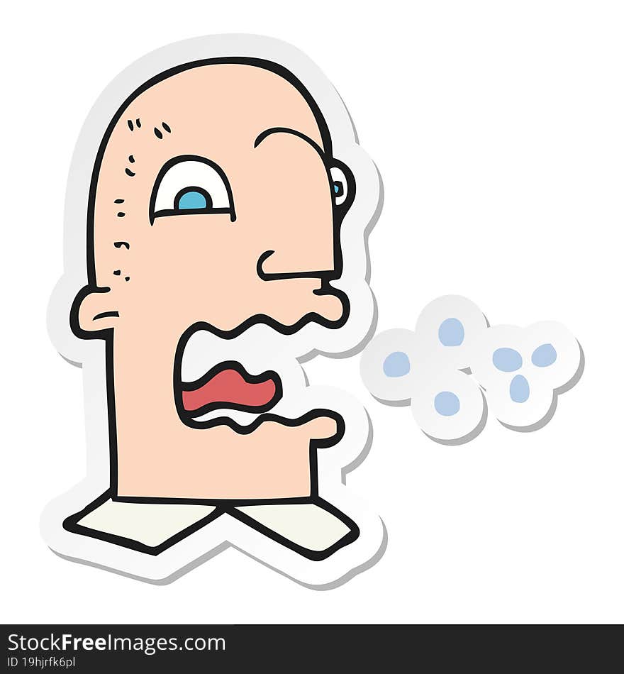 sticker of a cartoon burping man