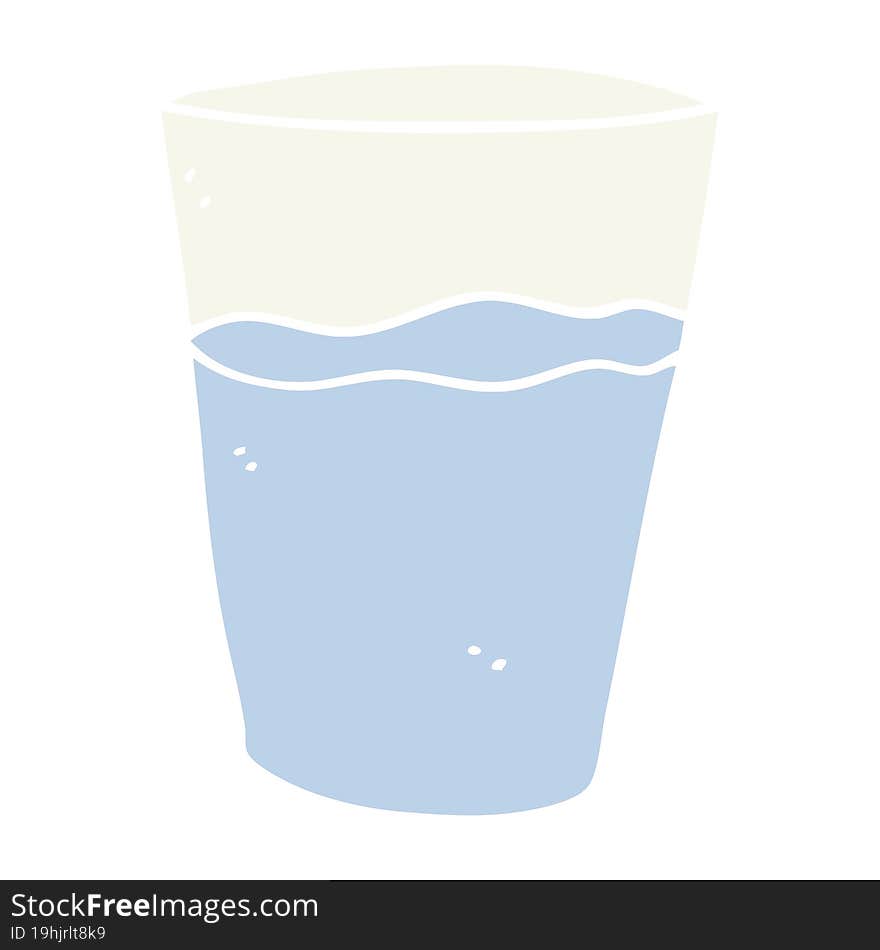 flat color style cartoon glass of water