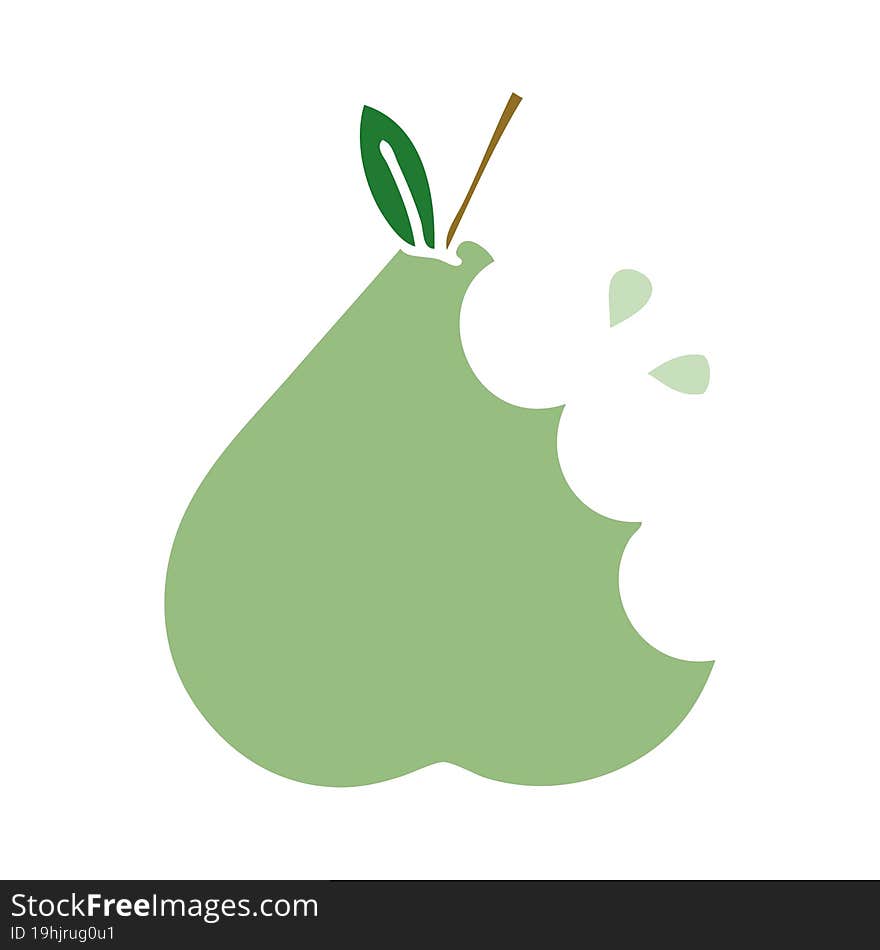 flat color retro cartoon of a green pear