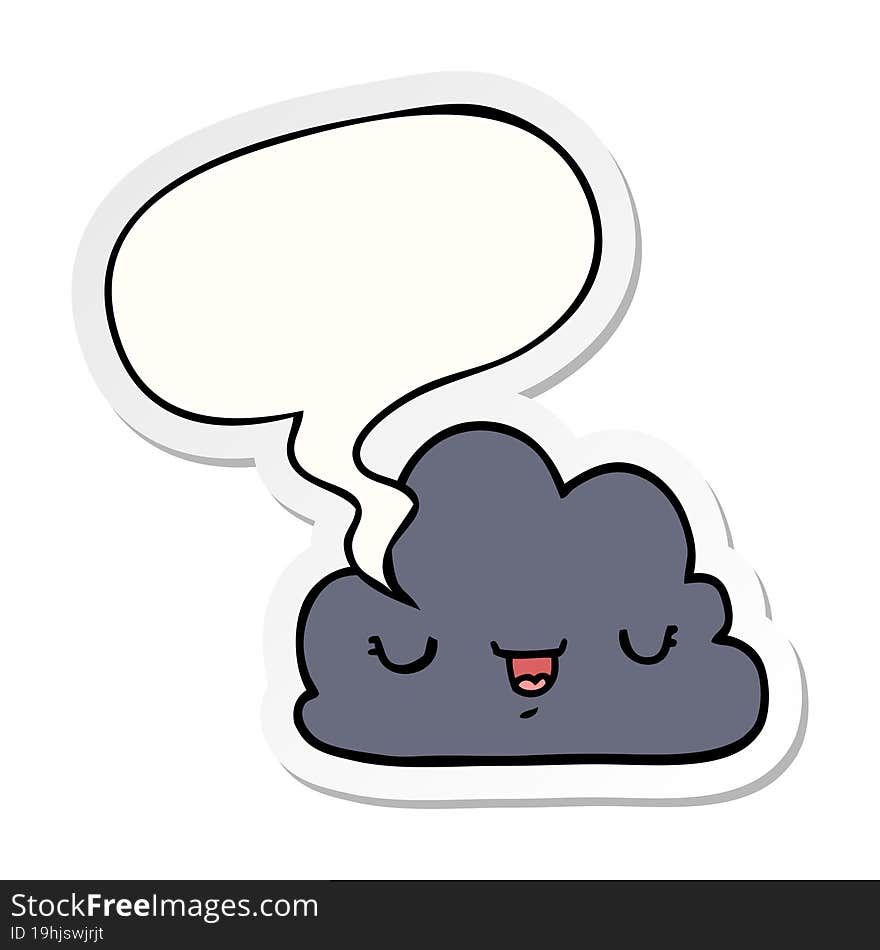 cute cartoon cloud and speech bubble sticker