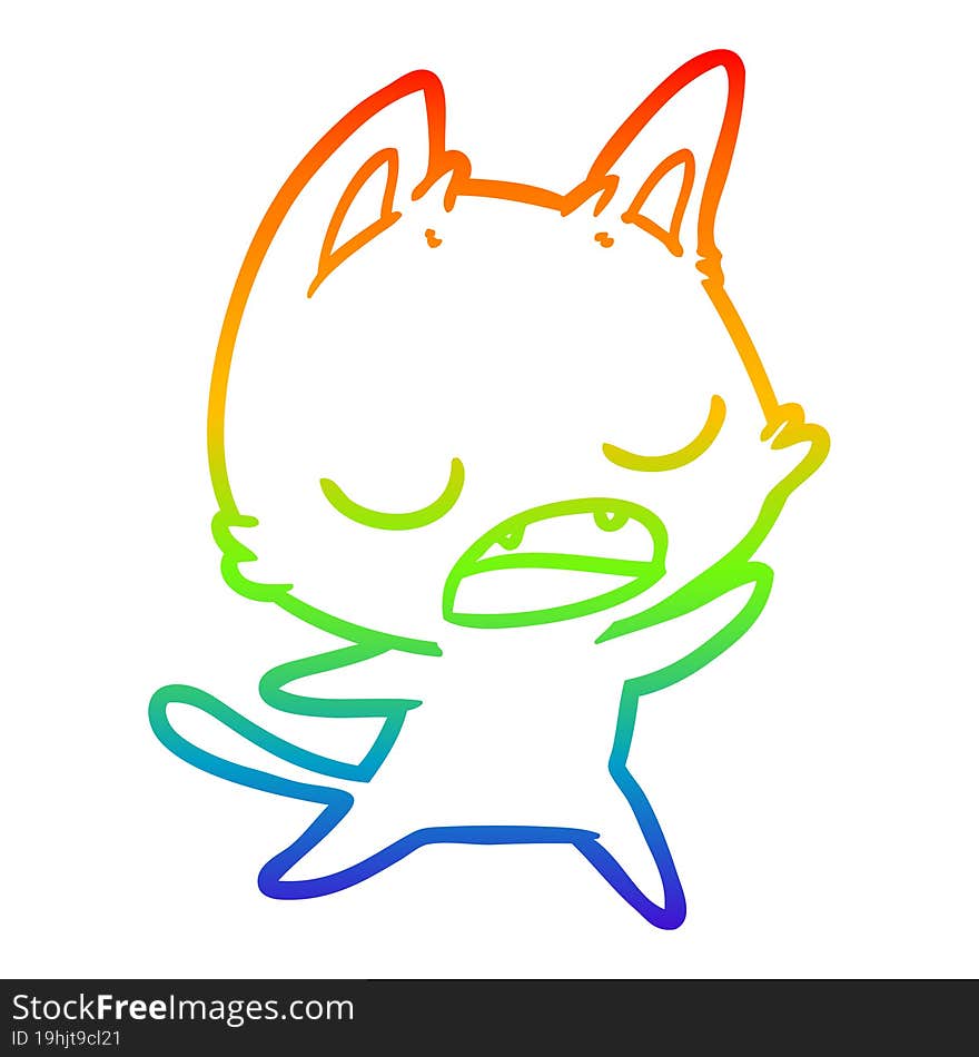 rainbow gradient line drawing talking cat cartoon