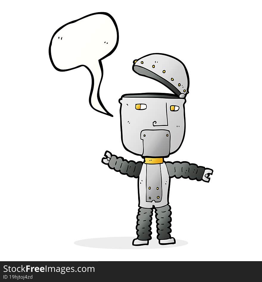 cartoon robot with speech bubble