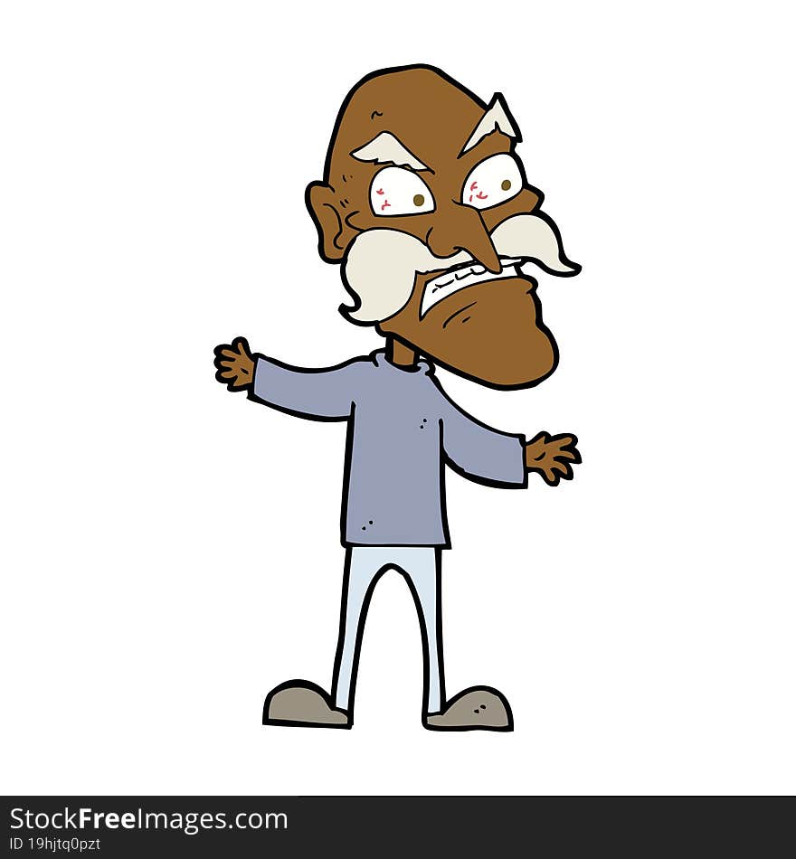 cartoon angry old man