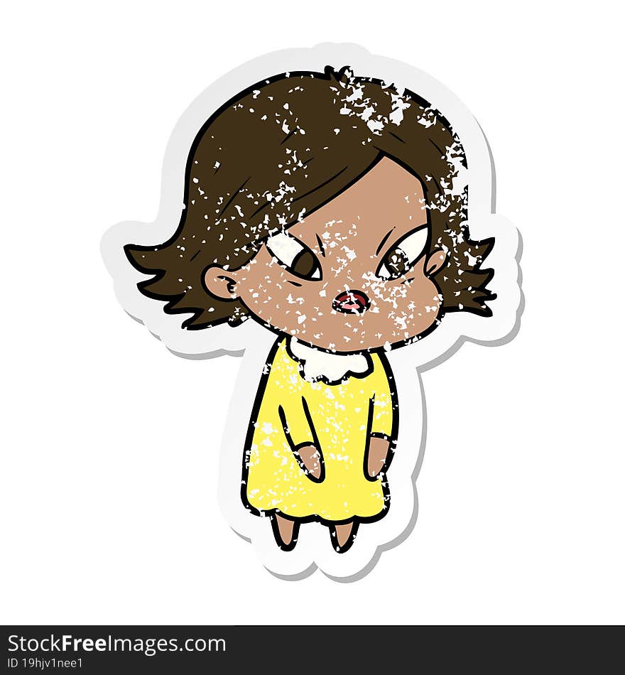 distressed sticker of a cartoon stressed woman