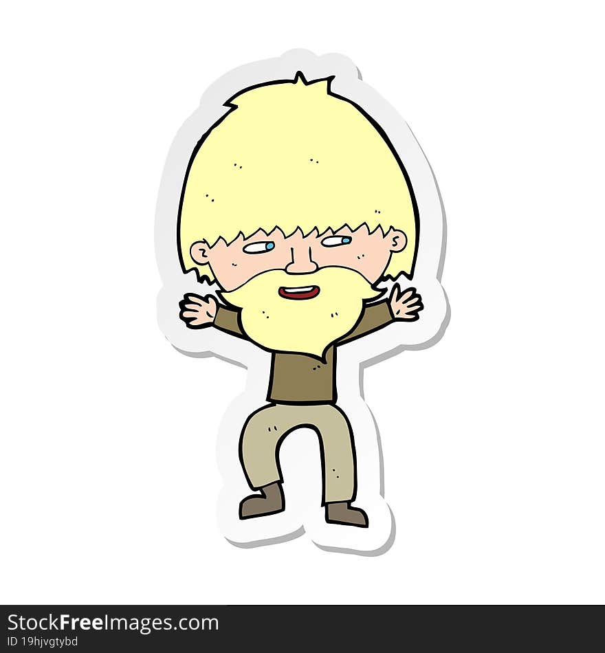 sticker of a cartoon happy man with beard