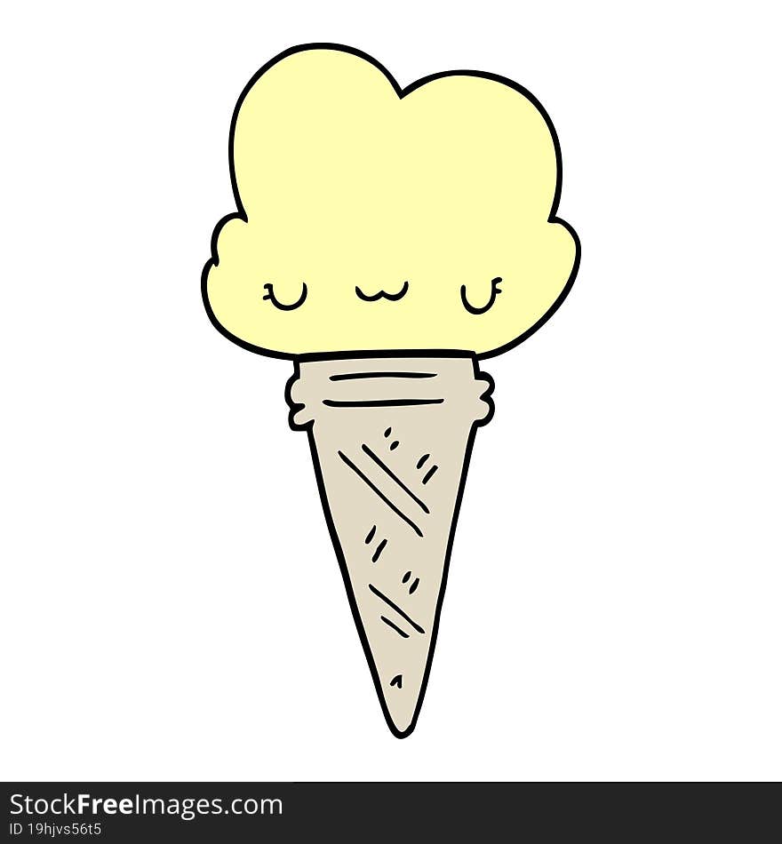 cartoon ice cream with face