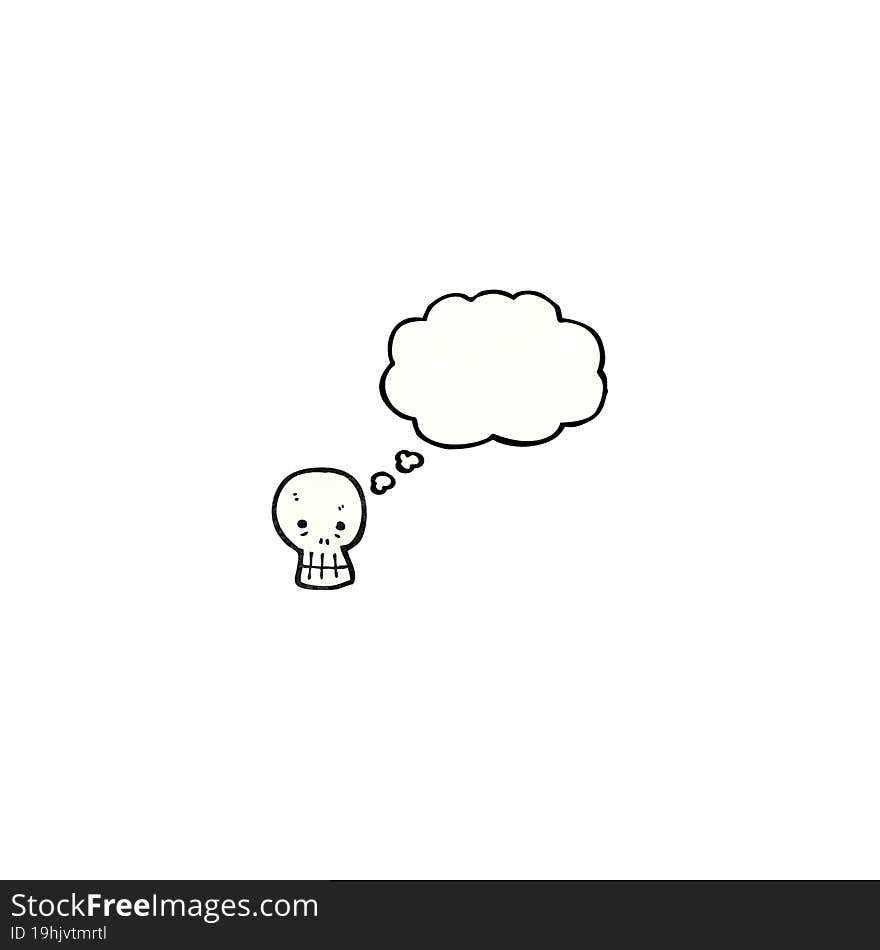 cartoon skull with thought bubble