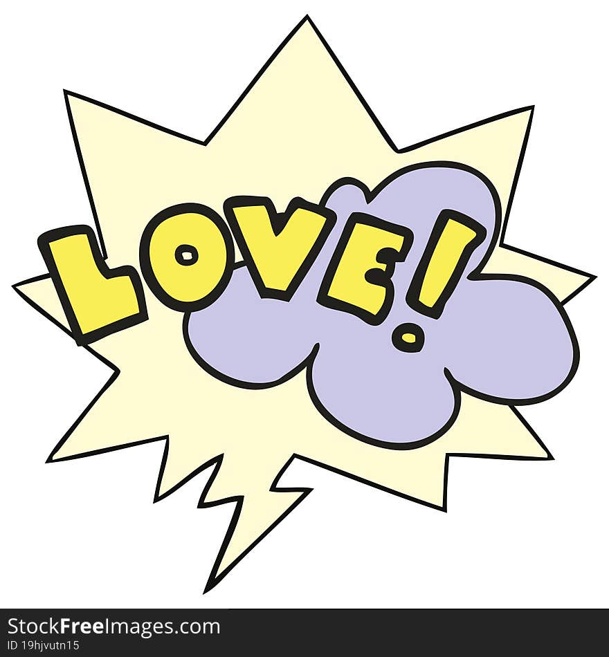 Cartoon Word Love And Speech Bubble