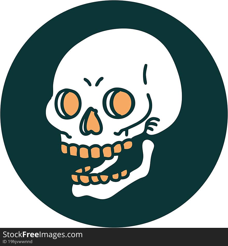 iconic tattoo style image of a skull. iconic tattoo style image of a skull