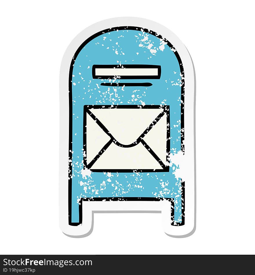 Distressed Sticker Of A Cute Cartoon Mail Box