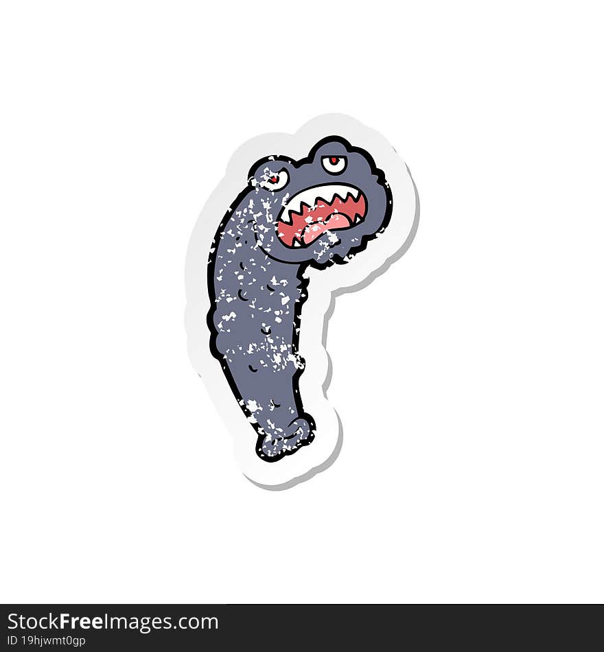 retro distressed sticker of a cartoon leech