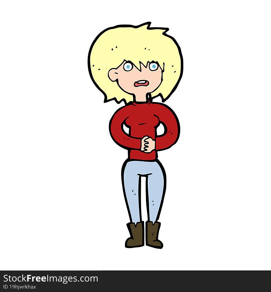 cartoon worried woman