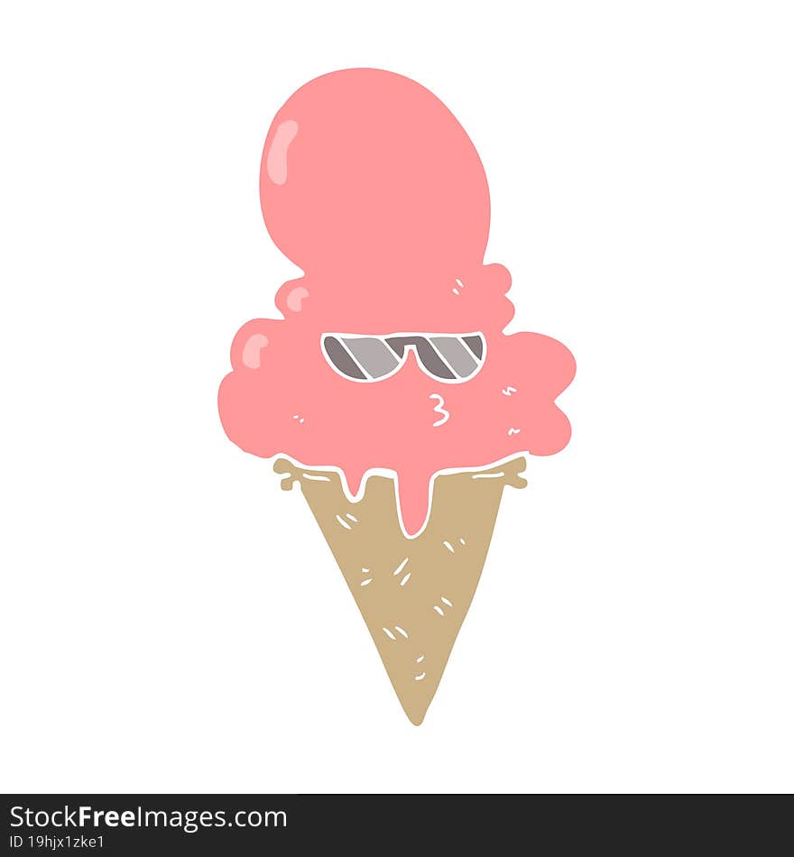 flat color style cartoon cool ice cream