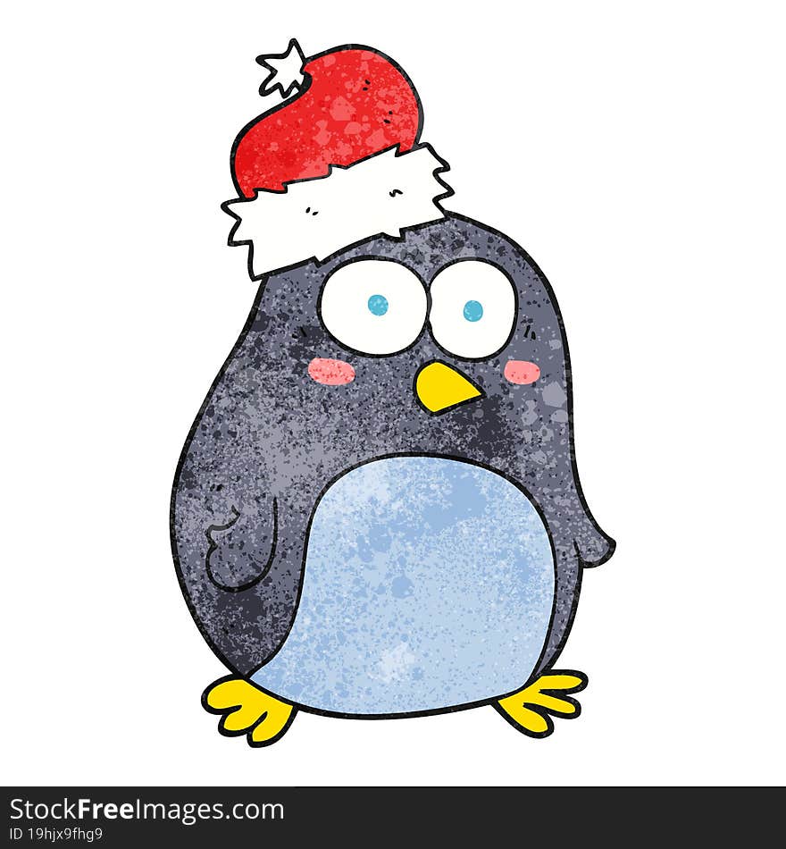 freehand textured cartoon penguin