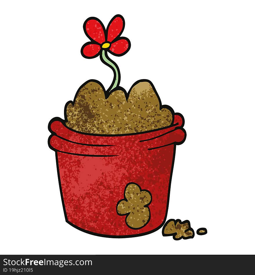 cartoon doodle flower pot