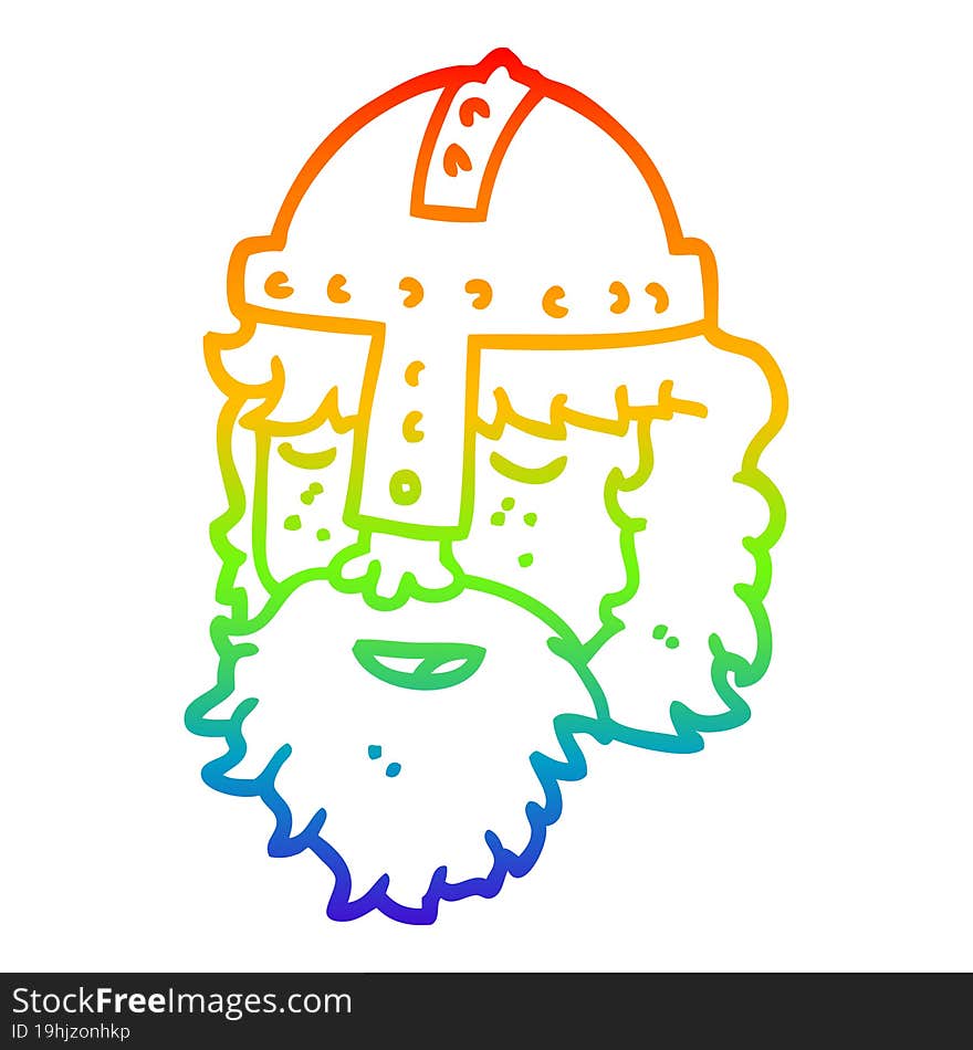 rainbow gradient line drawing of a cartoon viking face