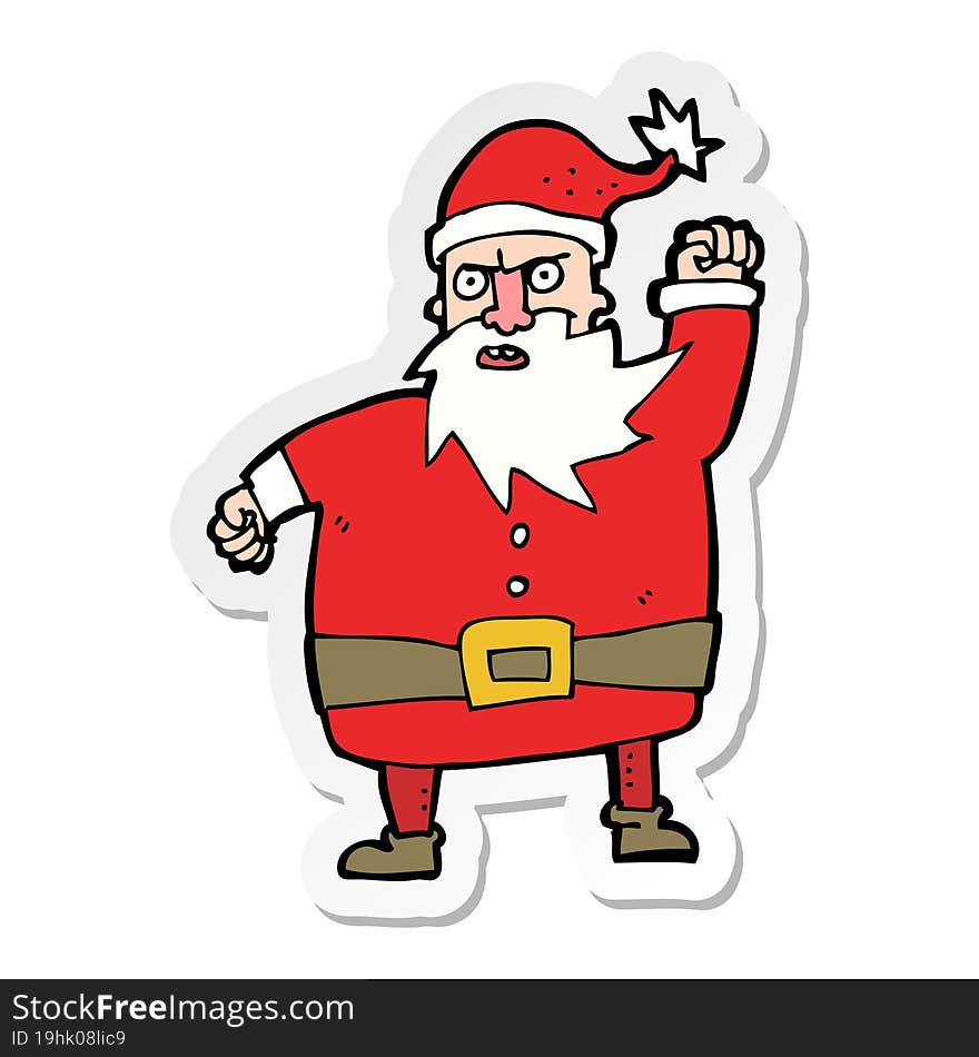 sticker of a cartoon santa claus