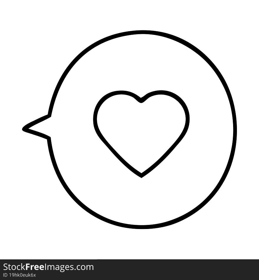 love heart in speech bubble