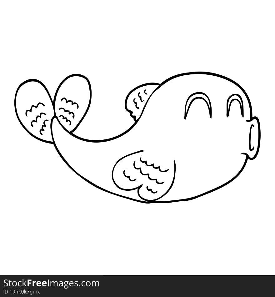 line drawing cartoon of a fish