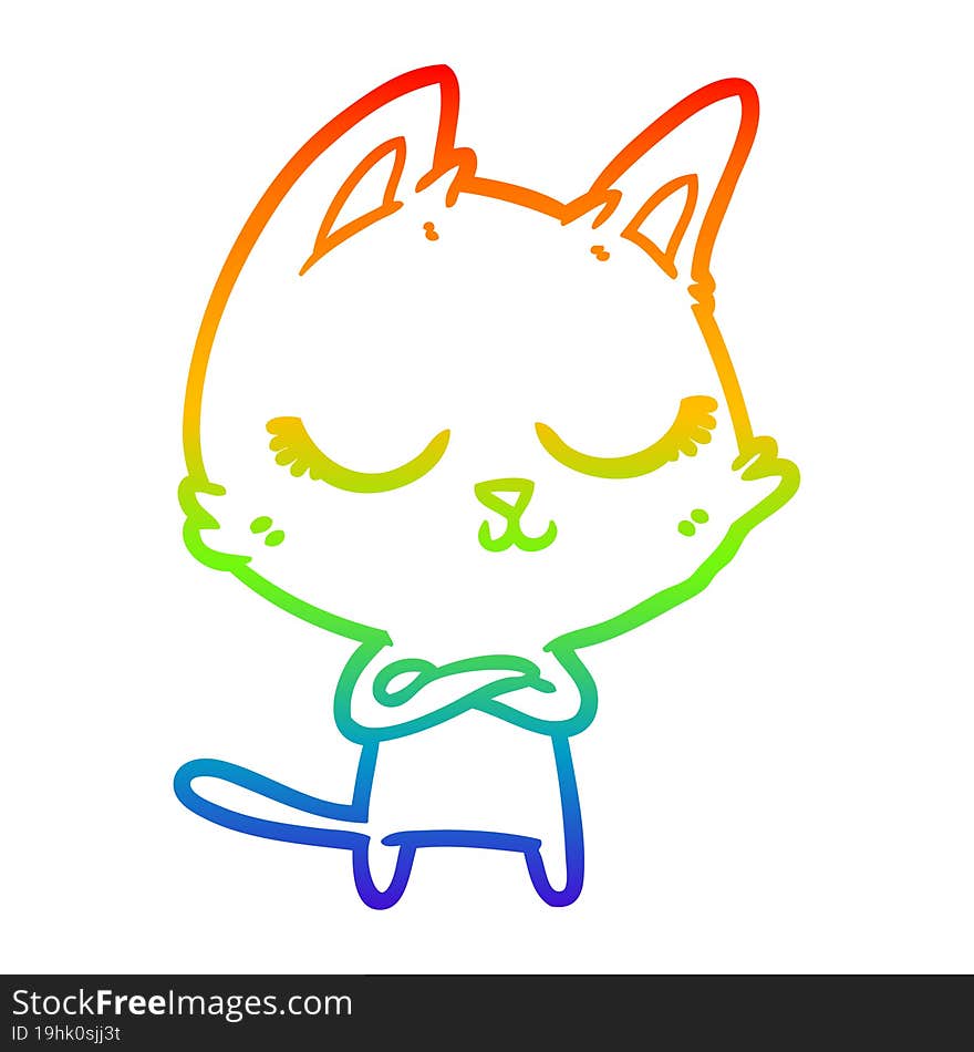 rainbow gradient line drawing calm cartoon cat