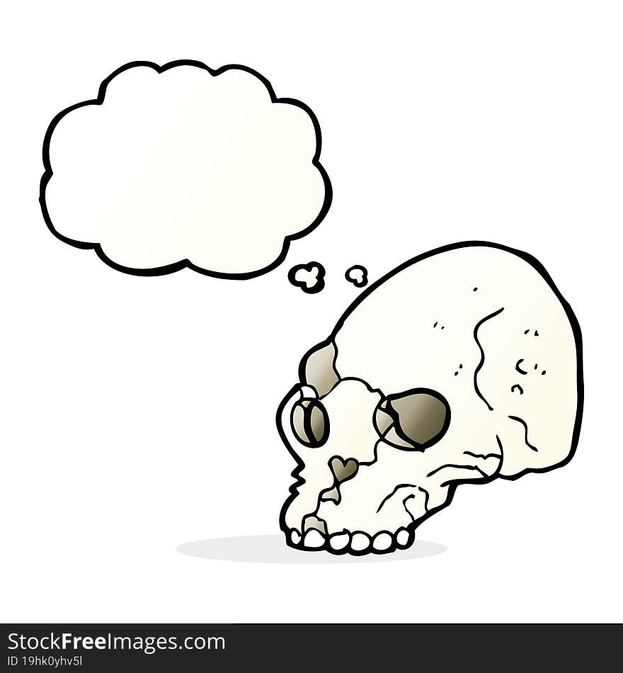 Cartoon Spooky Skull With Thought Bubble