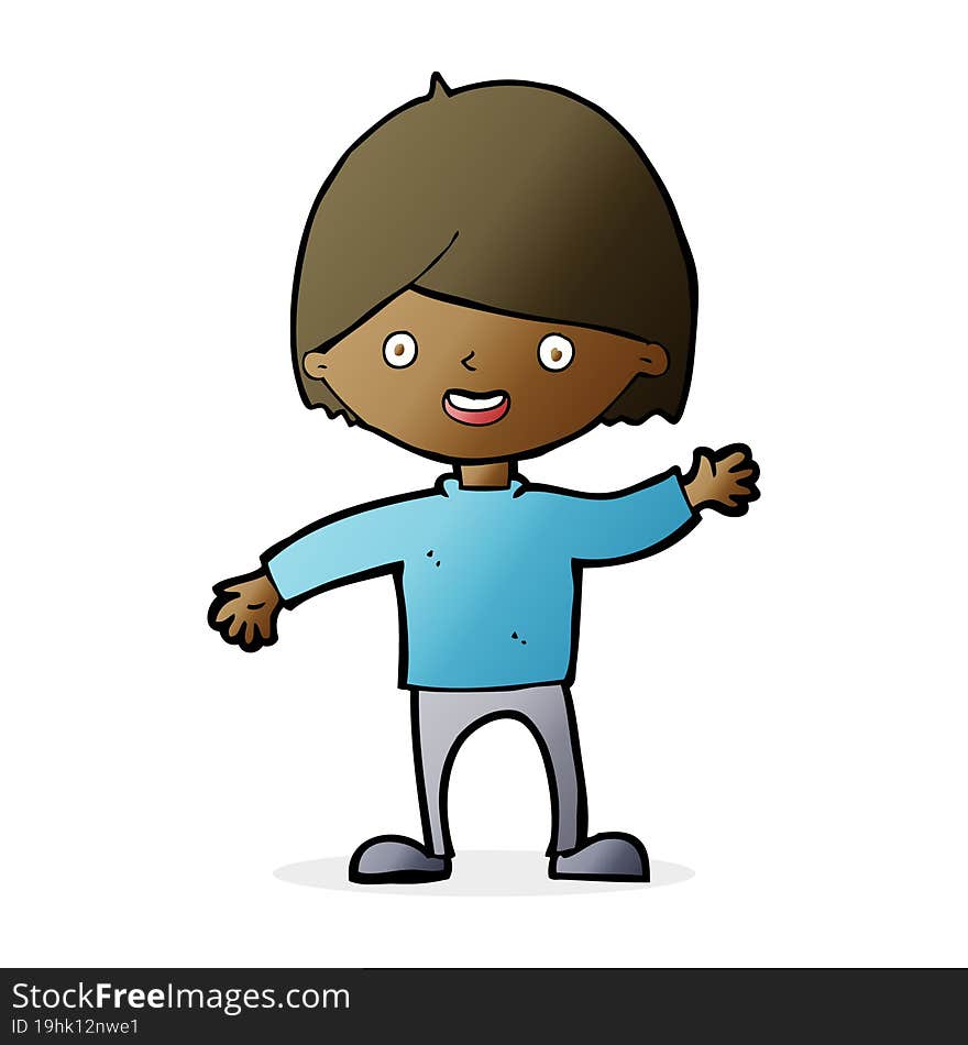 cartoon waving boy