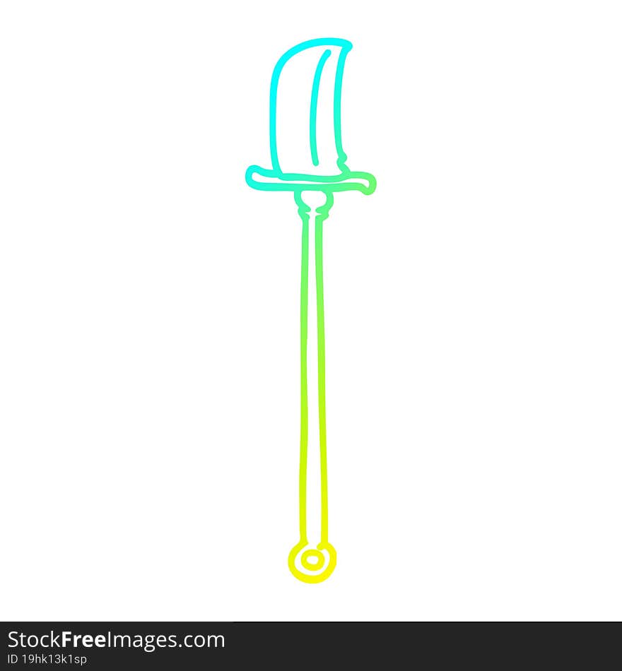 cold gradient line drawing of a cartoon bronze halberd