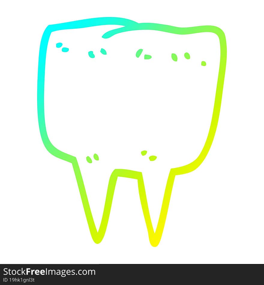 cold gradient line drawing cartoon tooth