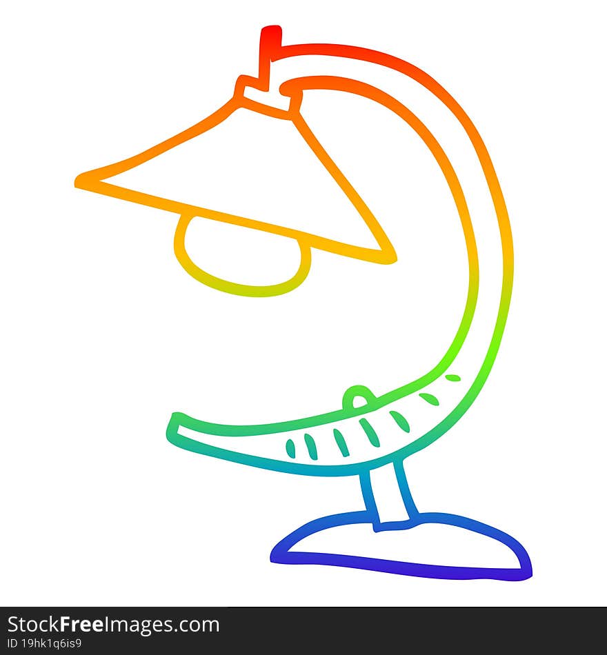 rainbow gradient line drawing of a cartoon funky lamp