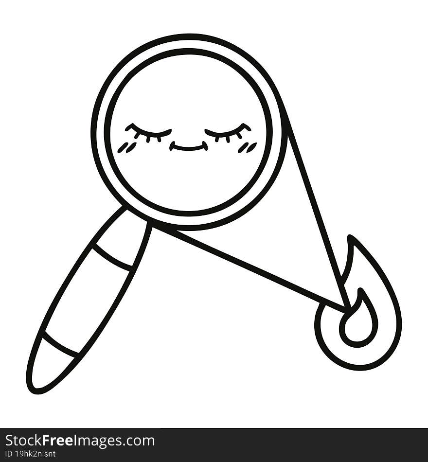 line drawing cartoon magnifying glass