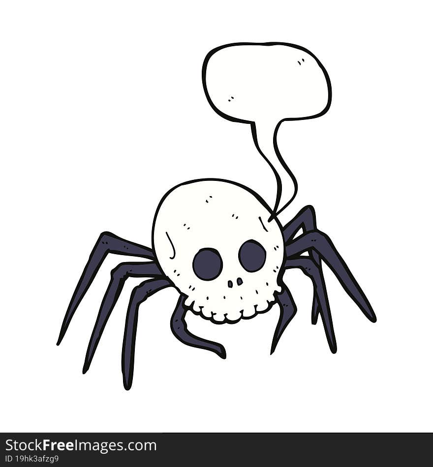 Cartoon Spooky Halloween Skull Spider With Speech Bubble