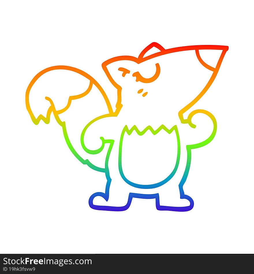 rainbow gradient line drawing cartoon confident squirrel