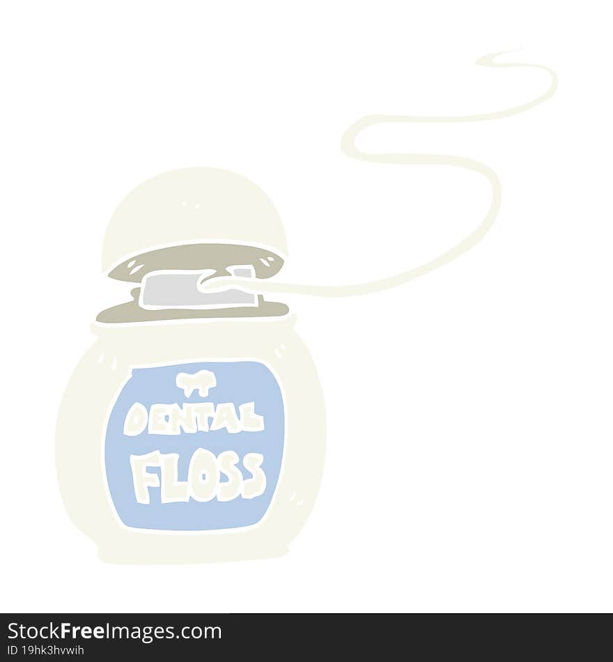 Flat Color Illustration Of A Cartoon Dental Floss