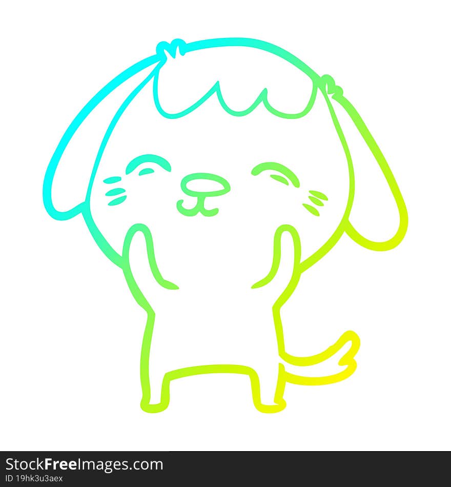 cold gradient line drawing of a happy cartoon dog